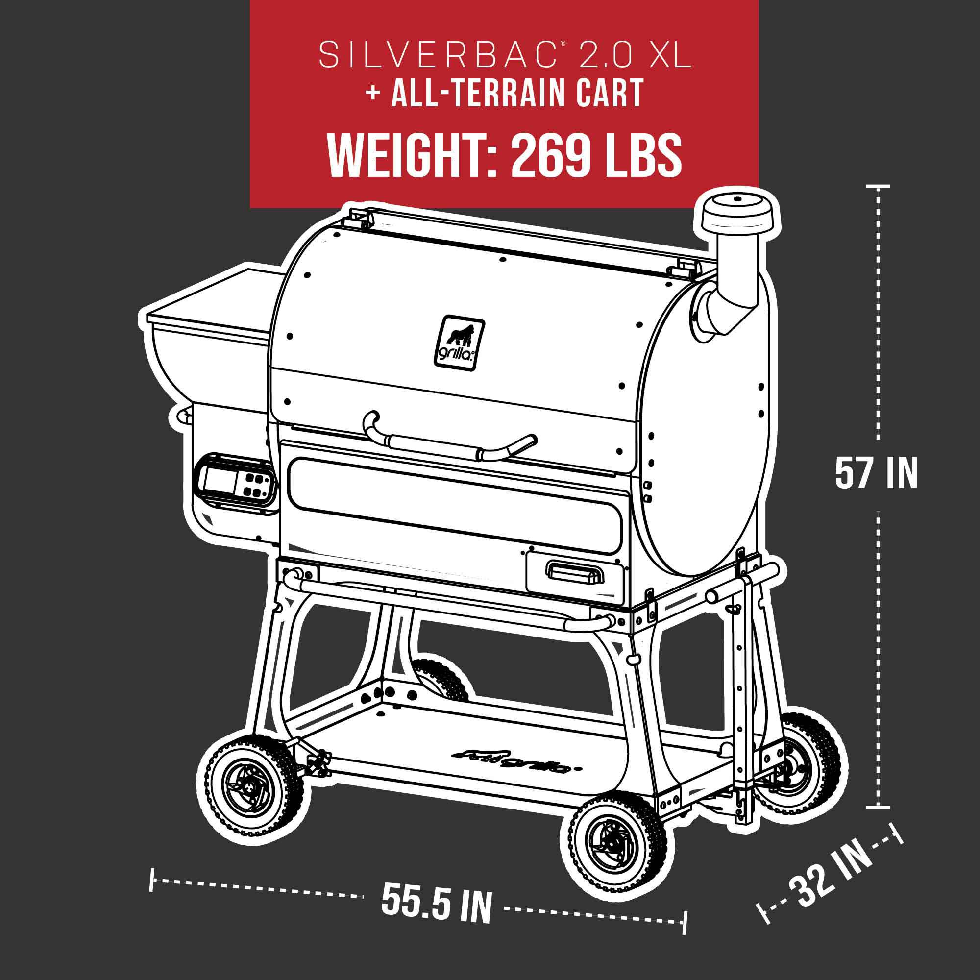 Silverbac® 2.0 XL Wood Pellet Grill with All-Terrain Cart