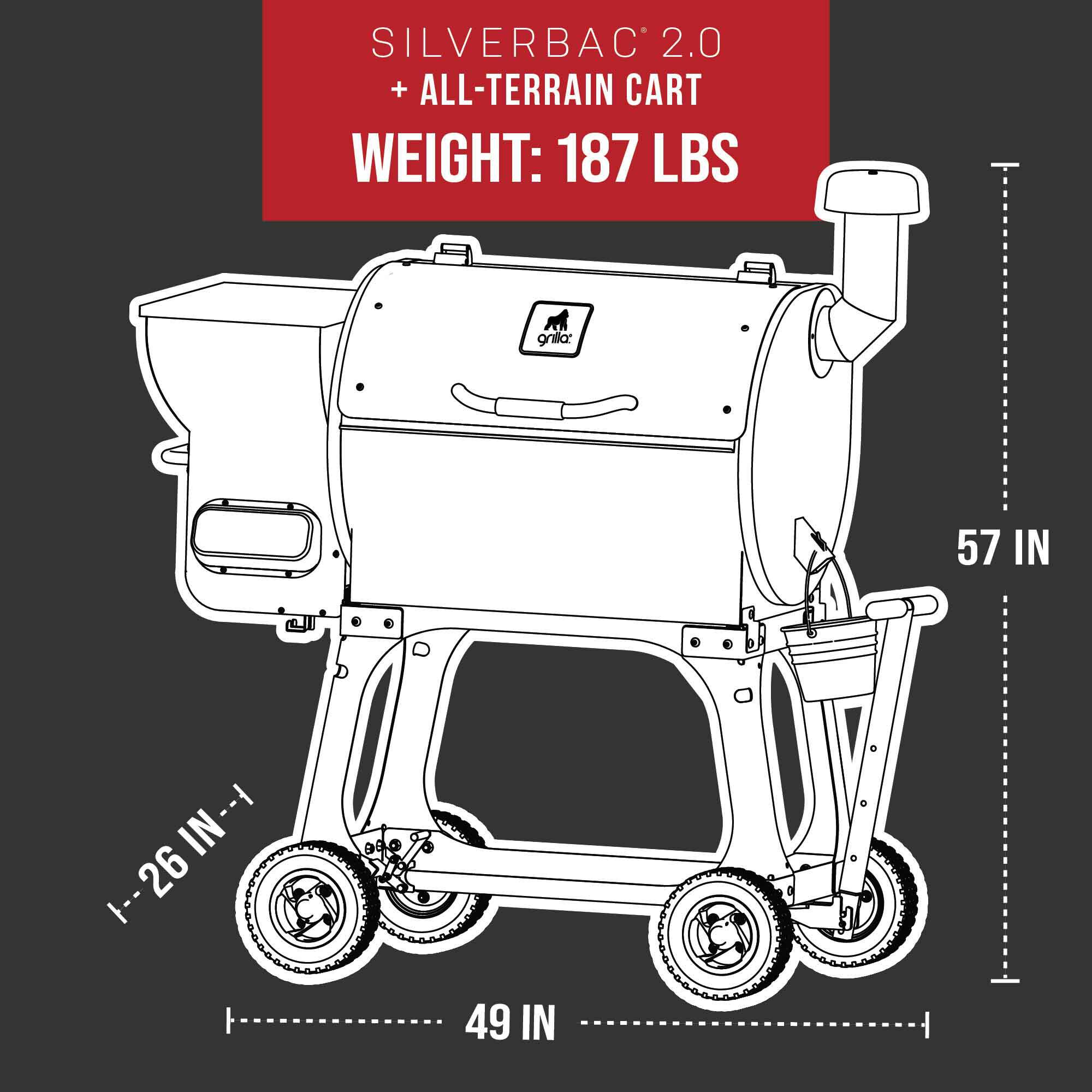 Silverbac® 2.0 Wood Pellet Grill with All-Terrain Cart