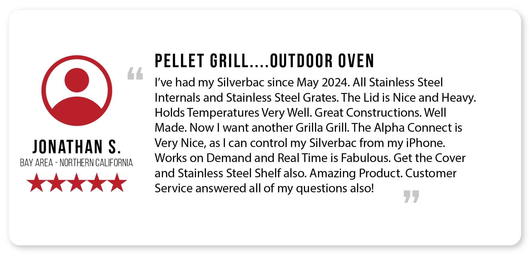 Pellet Grill Outdoor Oven Testimonial