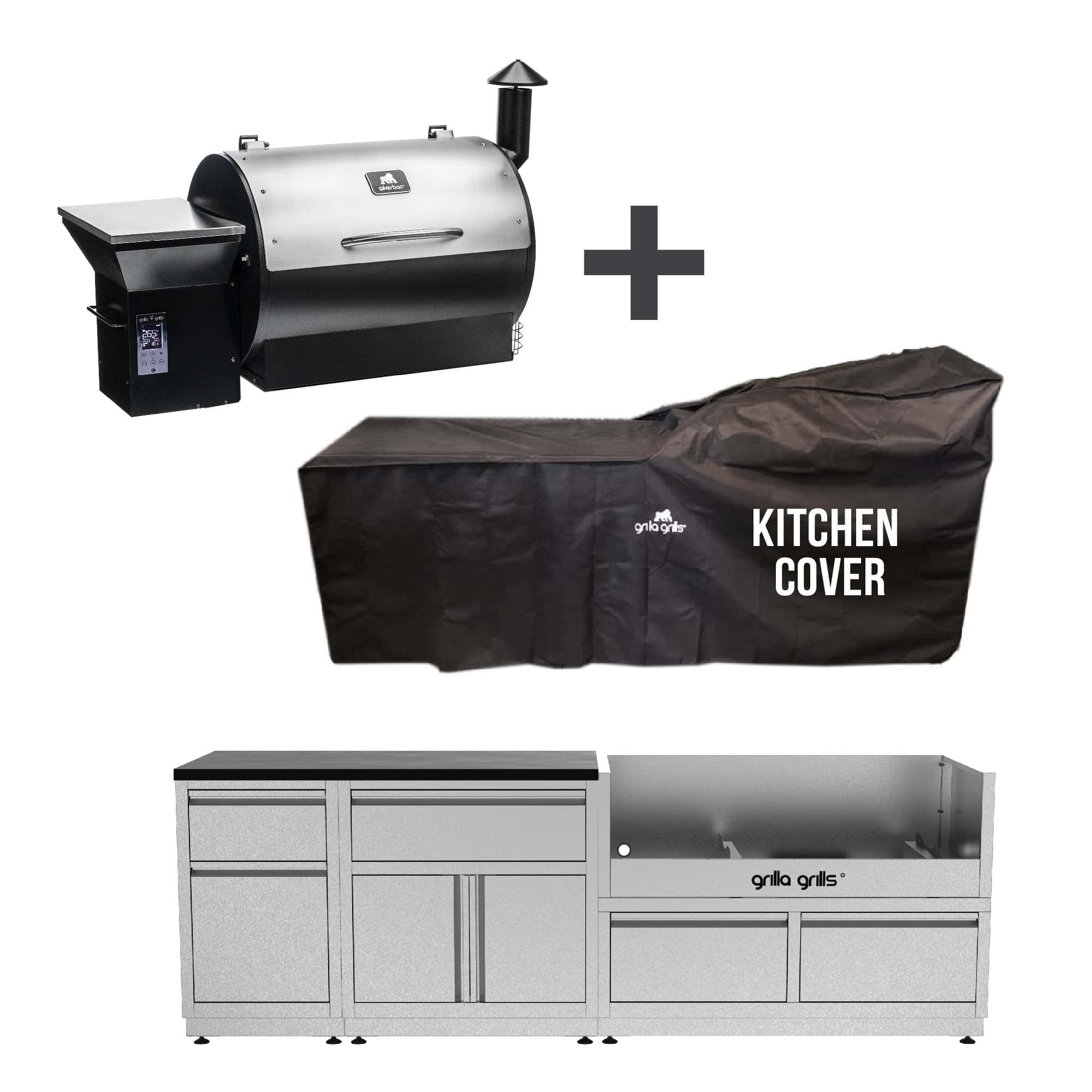 3-Piece Outdoor Kitchen with Silverbac 1.0 Built-In and Cover