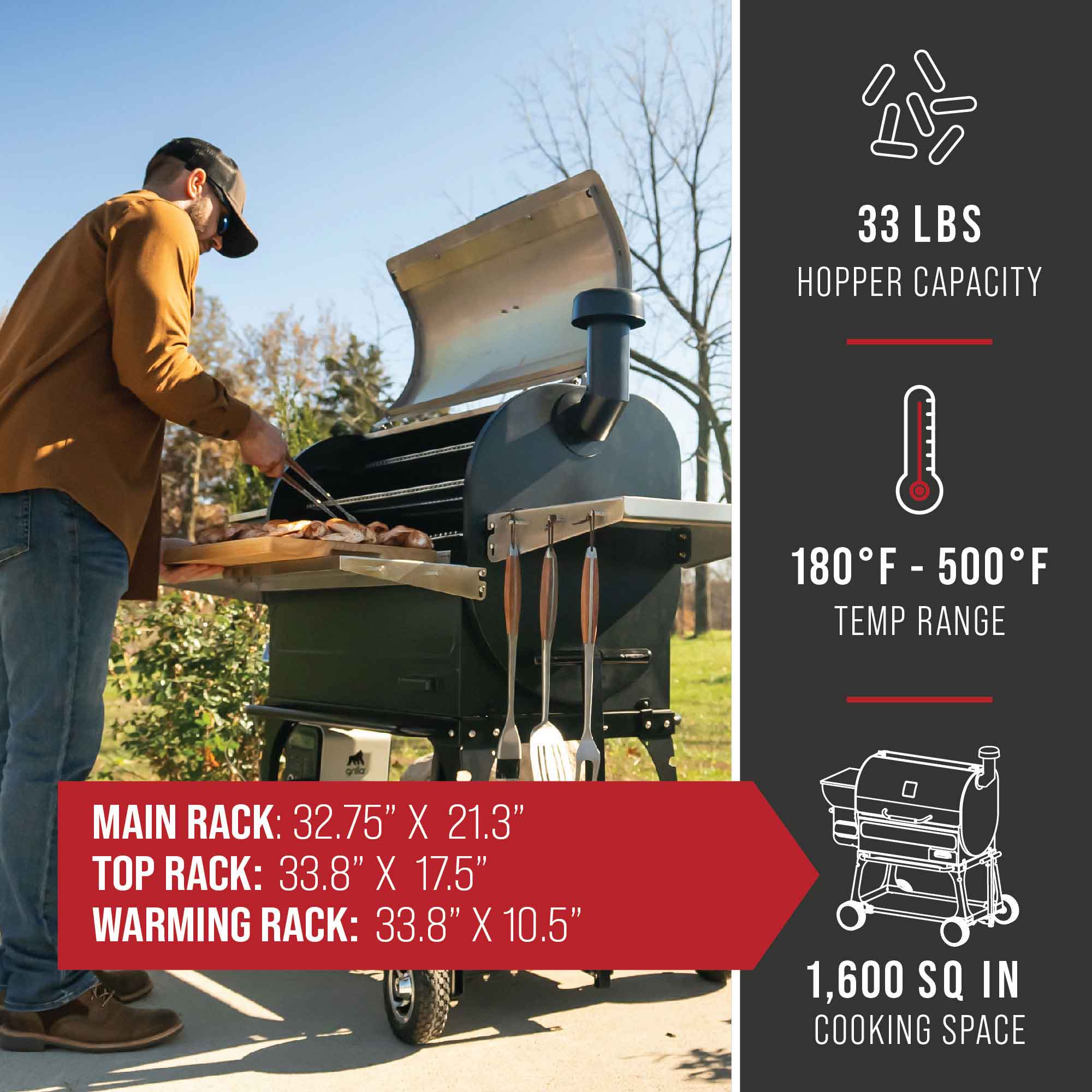 Features 2 - Silverbac® 2.0 XL Wood Pellet Grill with All-Terrain Cart