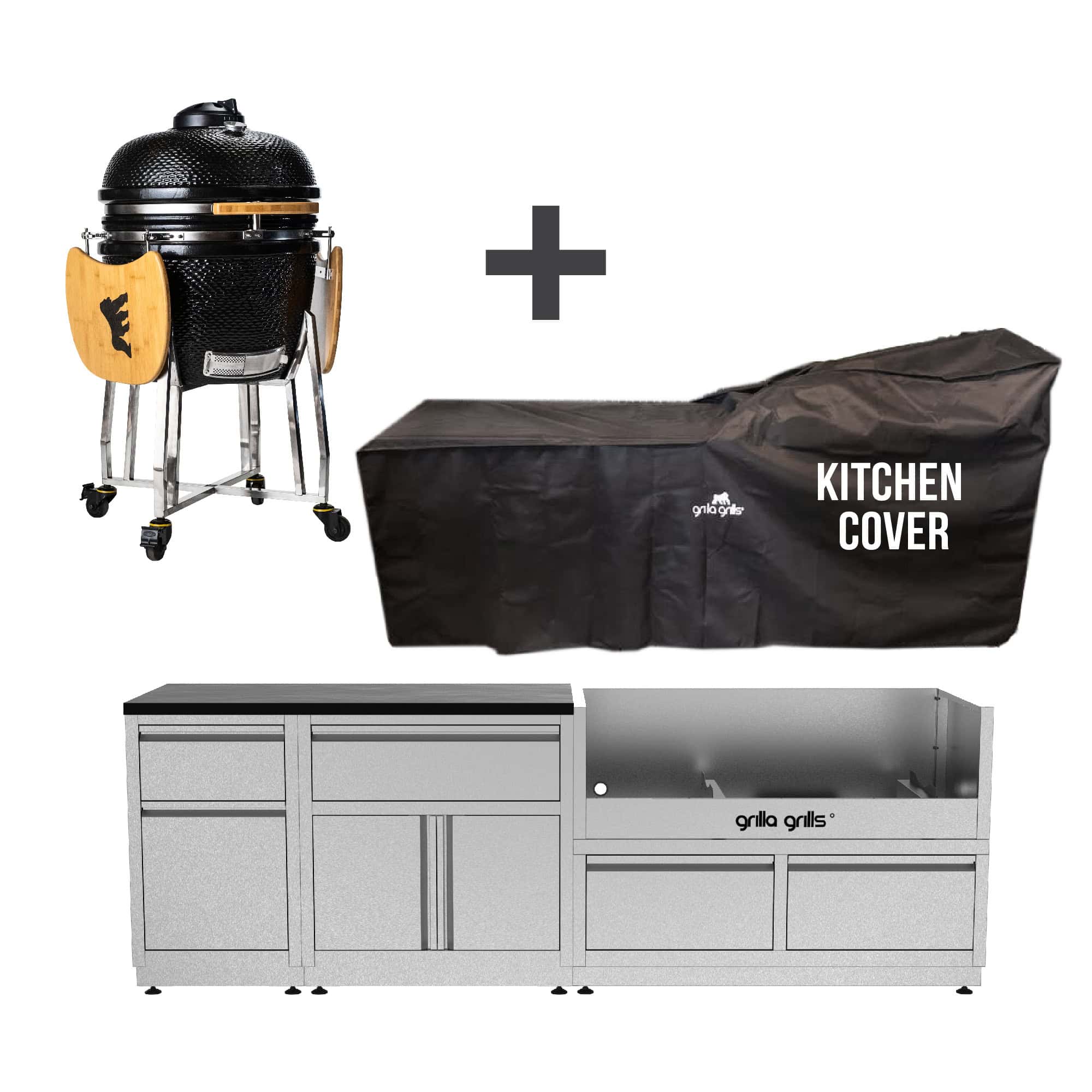 3-Piece Outdoor Kitchen with Kong and Cover